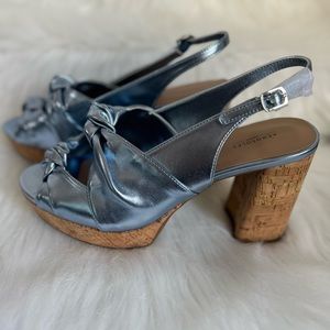 NEW Nadia Platform Sandals in Blue Metallic